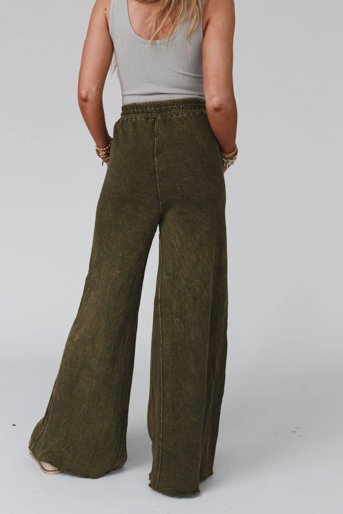 Three Bird Nest - Wholesale Pants - Women's - Relaxing Robin Wide Leg Pant - New Olive2