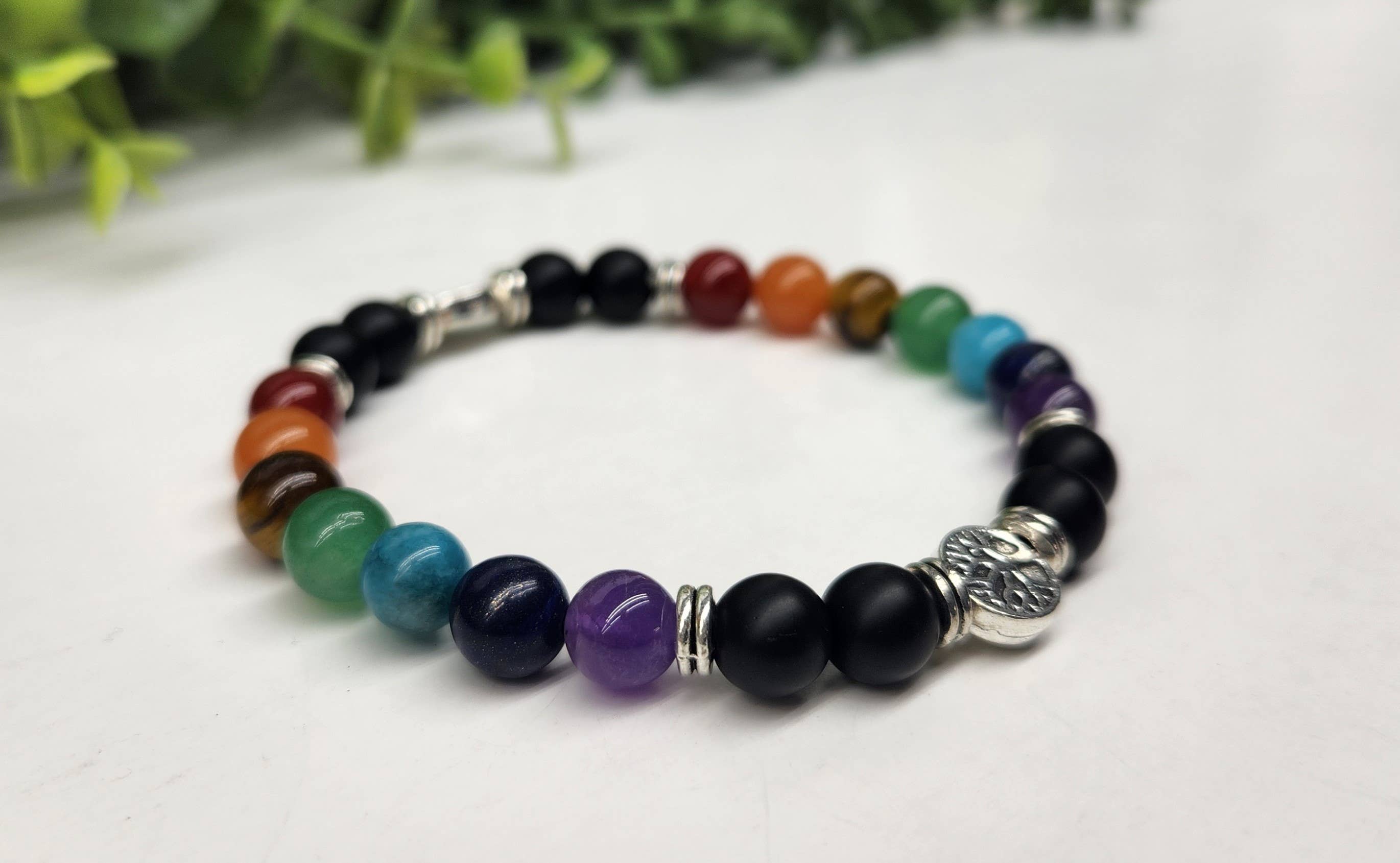 Meraki Gemstones - Wholesale Beaded Bracelet - Chakra-Tree of Life Stretchable Bracelet 8mm -7.5" Long3