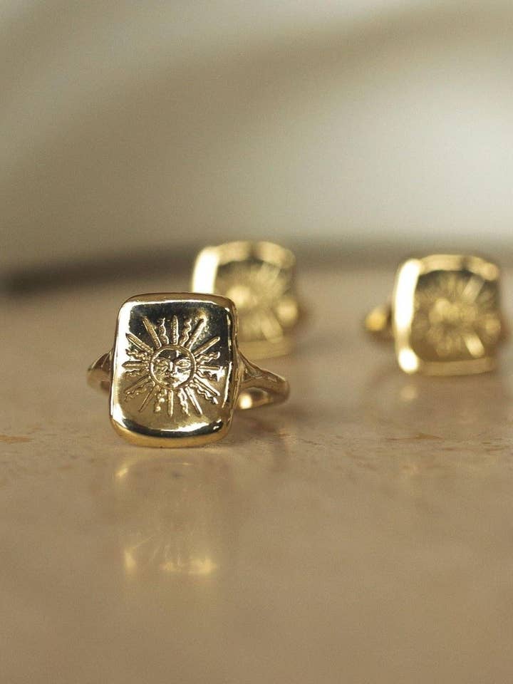 The Sun Tarot Ring - Brass / Gold Plated for wholesale by Dea Dia