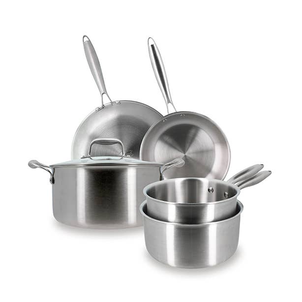 Menastyl - Wholesale Pot & Pan Set - Set of 5 trinox stainless steel pieces