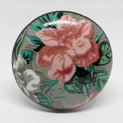 Puxador de cerâmica 'Jardin' com ilustração floral por atacado de The Cherry in the cake