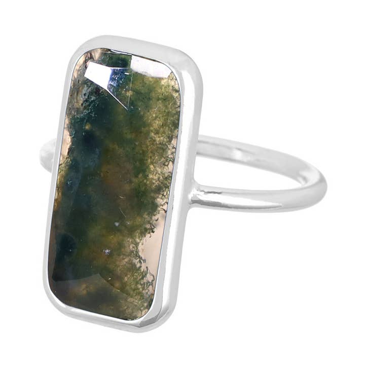 Zoey Simmons - Vendita all'ingrosso Anelli cocktail/statement - Anello rettangolare in agata muschiata - SF0