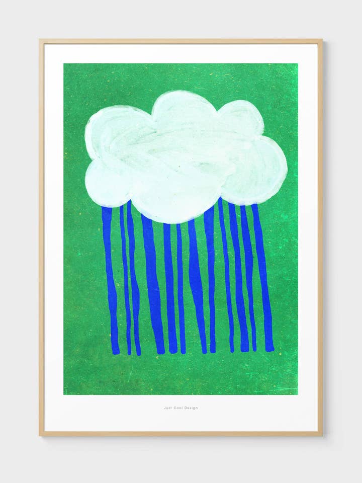 Chunky regnsky | Minimalistisk farverig plakat i A4–A3 for engroshandel hos Just Cool Design