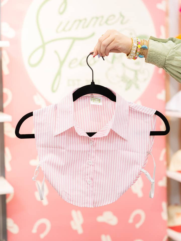 PINK & WHITE STRIPED COLLAR for wholesale by Summer Tees