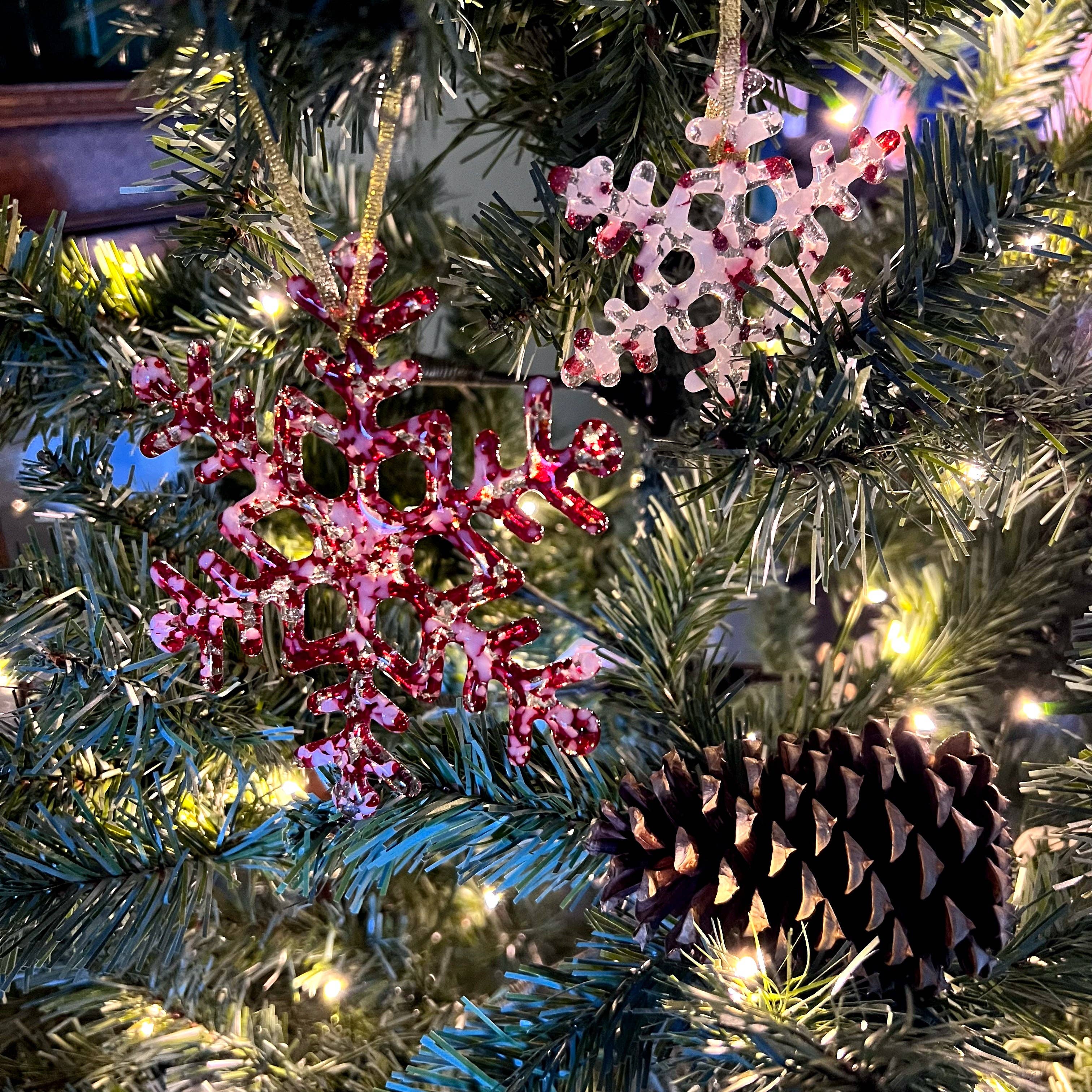 studioTica - Wholesale Ornament - Handmade Glass Snowflake - Fireball8