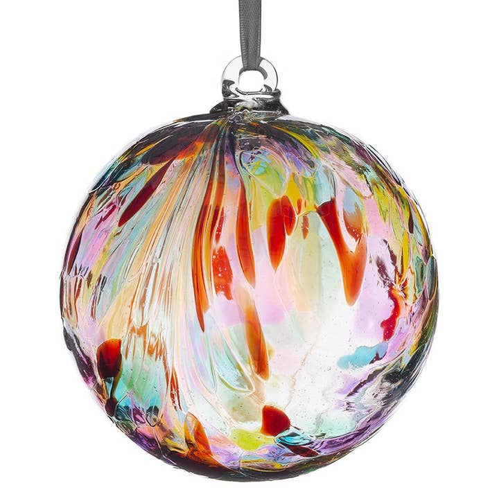 10cm vänskap boll - fjäder Design - Flerfärgad för wholesale av Sienna Glass