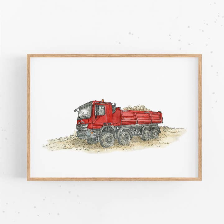 Funkenbunt - Wholesale Poster - Dump truck construction site - poster | children's picture | vehicle print1