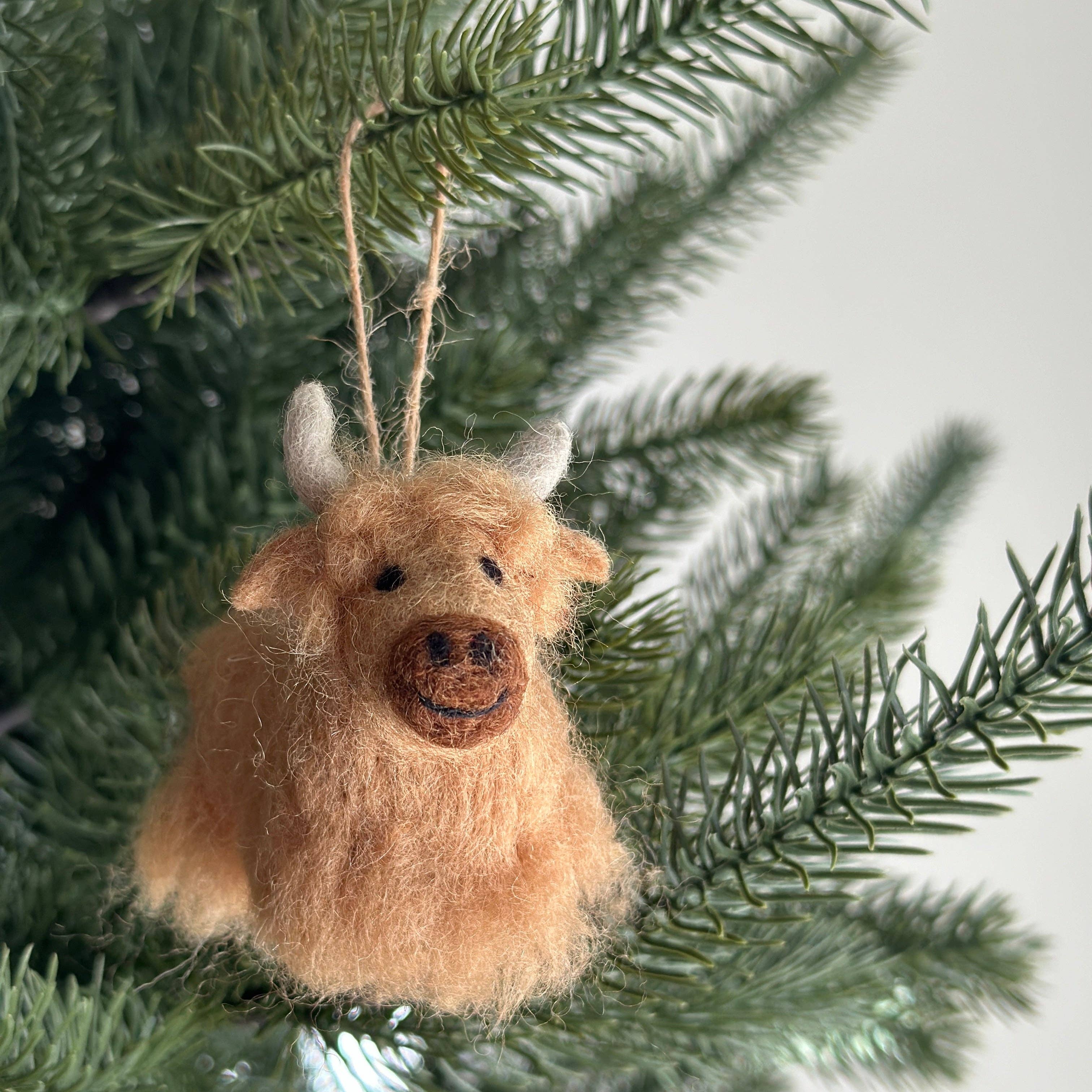 Ganapati - Wholesale Ornament - Felt Highland Cow Ornament1