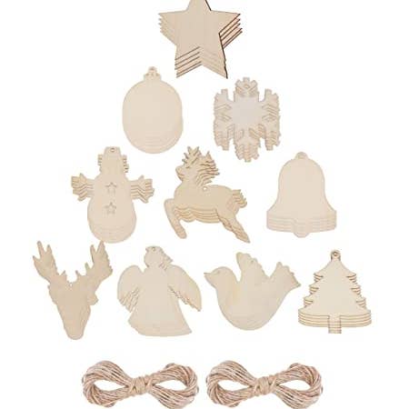 Mandala Crafts - Wholesale Ornament Set - 50 Sets Unfinished Wood Christmas Ornaments for Crafts