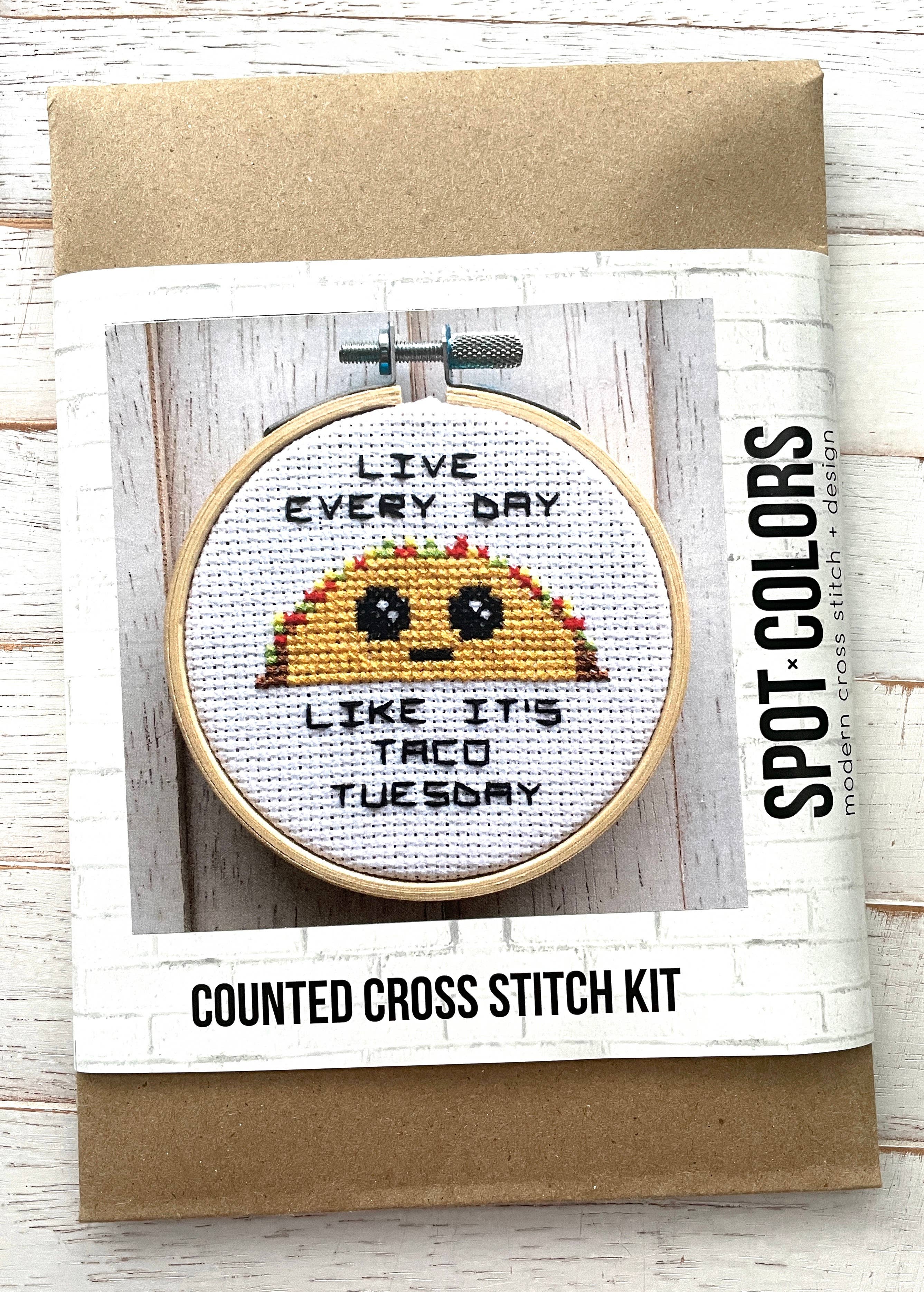Spot Colors - Wholesale Embroidery/Cross Stitch Supplies - Taco Tuesday Counted Cross Stitch DIY KIT1