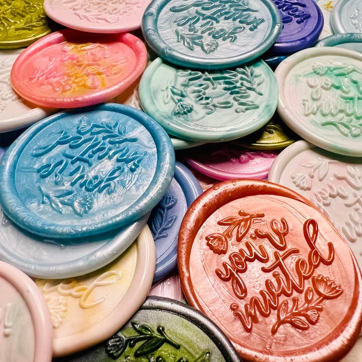 Rochambeau Home - Wholesale Sealing Wax - You're Invited Wax Seal Stickers – Elegant Script Design8