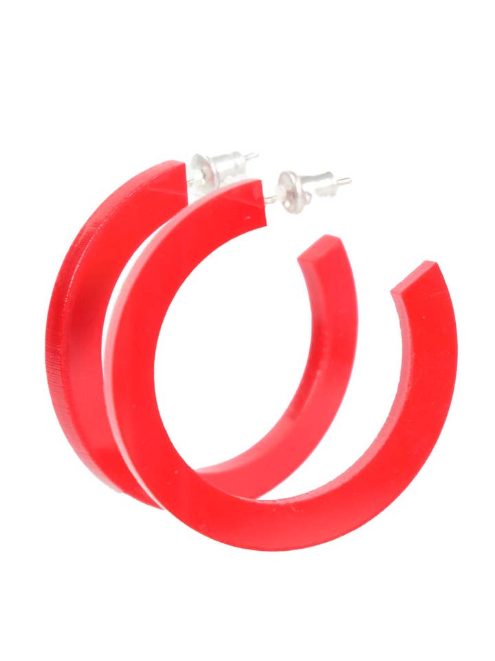 RED HOOP EARRINGS for wholesale by The Paper Dress