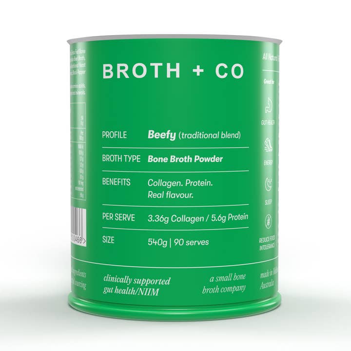 BEEFY Bone Broth Powder - Powder 540g (90 Serves) (Copy) for wholesale by Broth And Co.