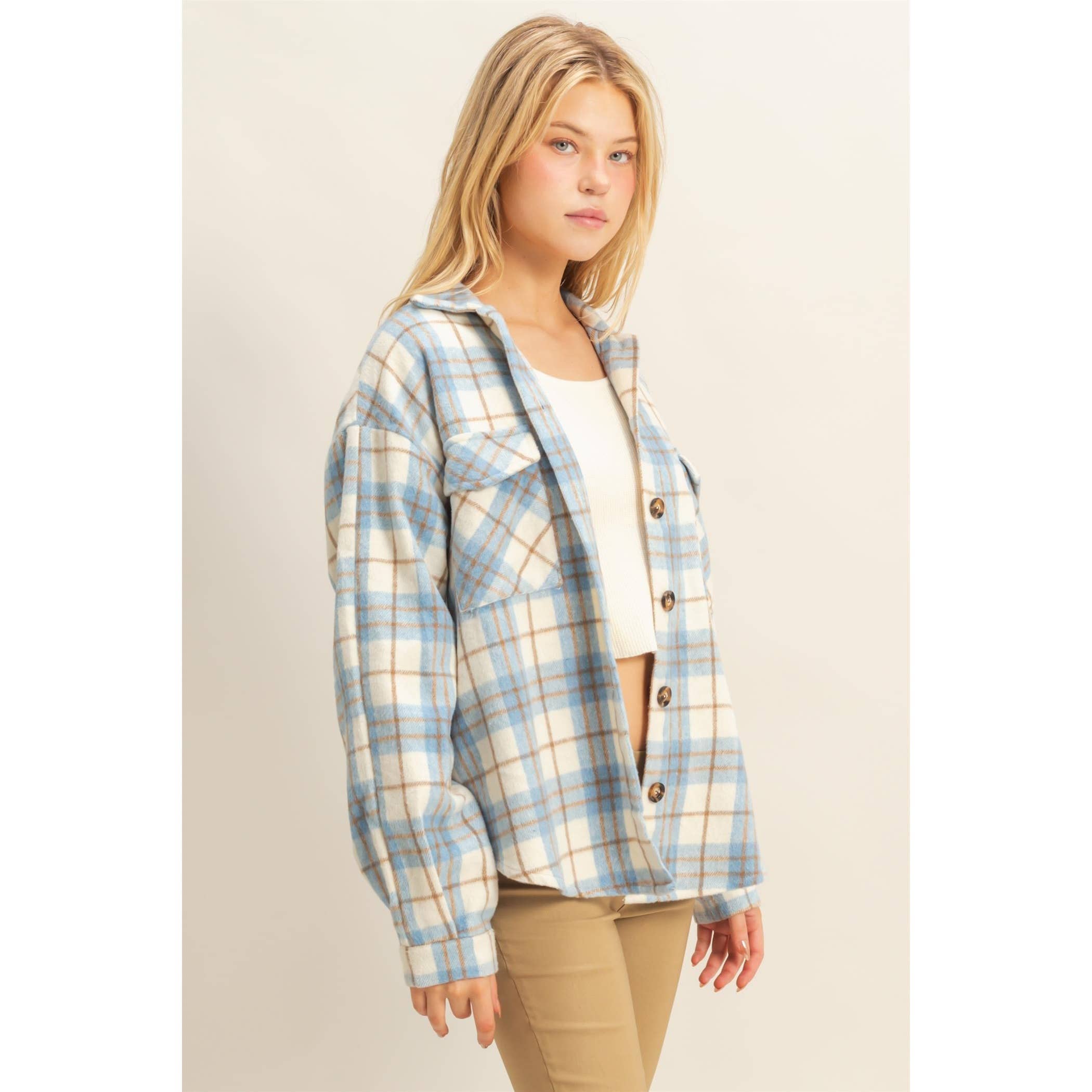 HYFVE - Wholesale Shirt Jacket/Shacket - Women's - Collared Plaid Shacket5