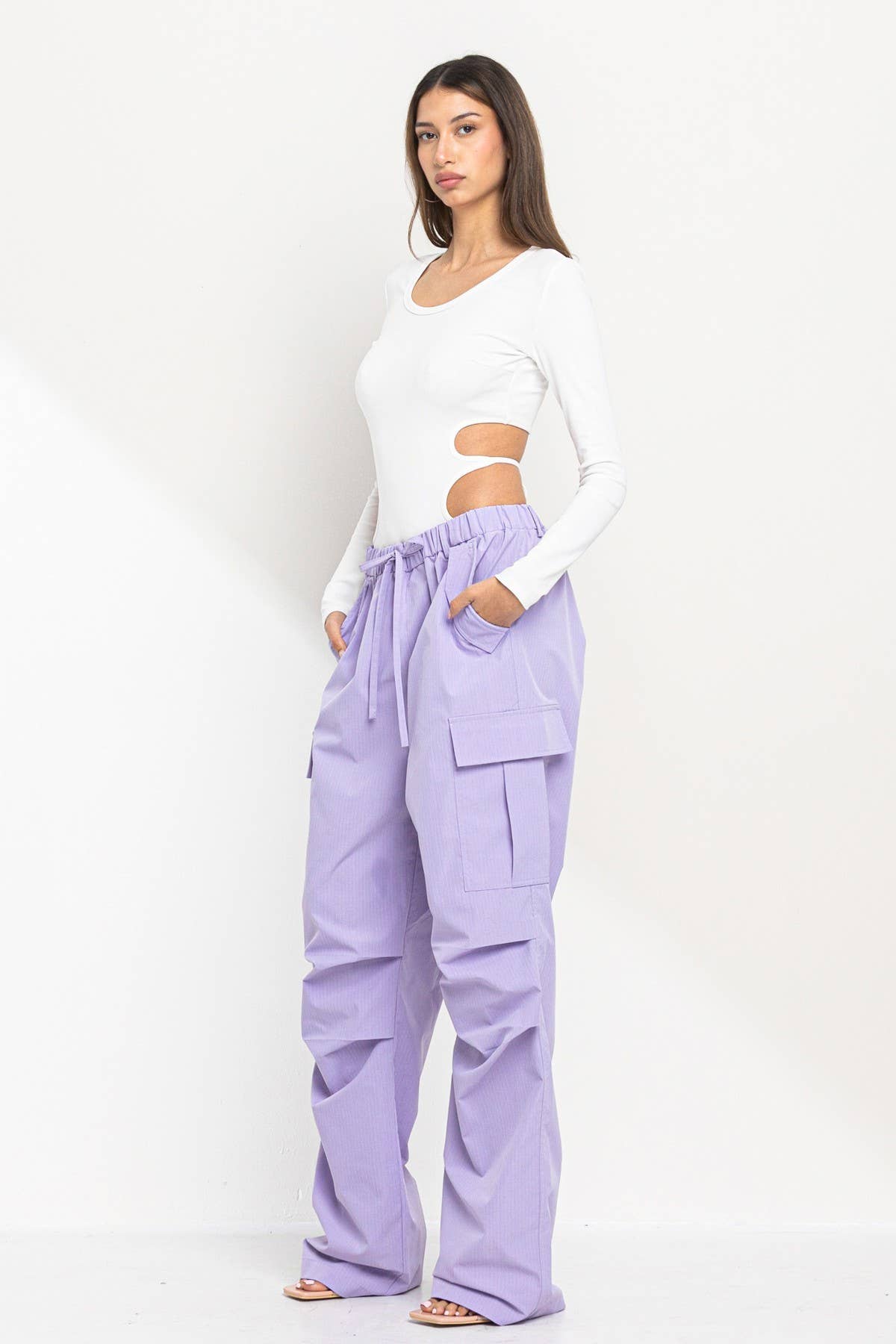 No Vacancy - Vente Pantalon – femme - Nouveaux pantalons parachute à larges jambes6