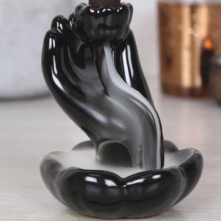 Namaste – wholesale Incense holder – Hand & Lotus Flower Backflow Incense Burner