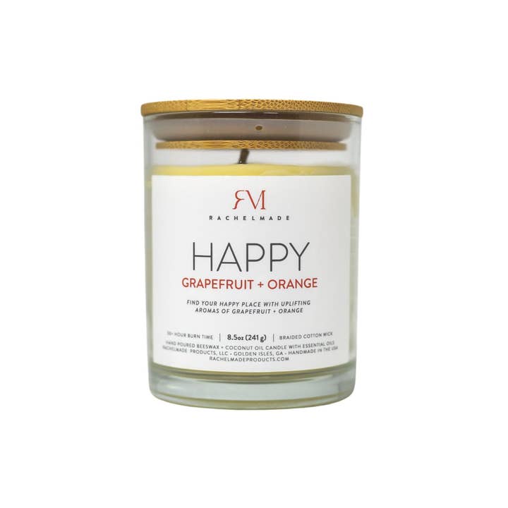 RachelMade Inc - Wholesale Jar/Filled Candle - Happy Candle Grapefruit + Orange