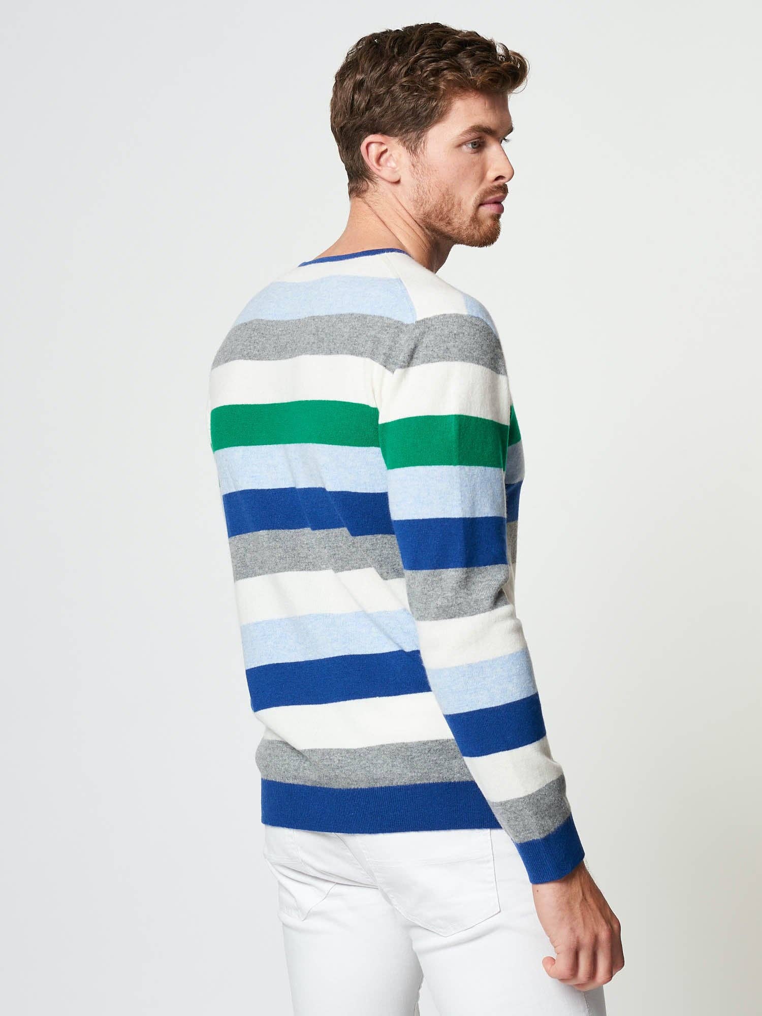 Hand and Jones – wholesale Knitted jumper – Men′s – Cashmere Stripe Sweater1