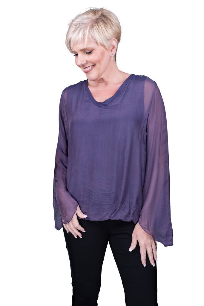 TINA Stephens Italy/Tees By Tina - Wholesale Blouse - Women's - Tiffany Silk Butterfly Bottom Open Wrist (BLS218)17