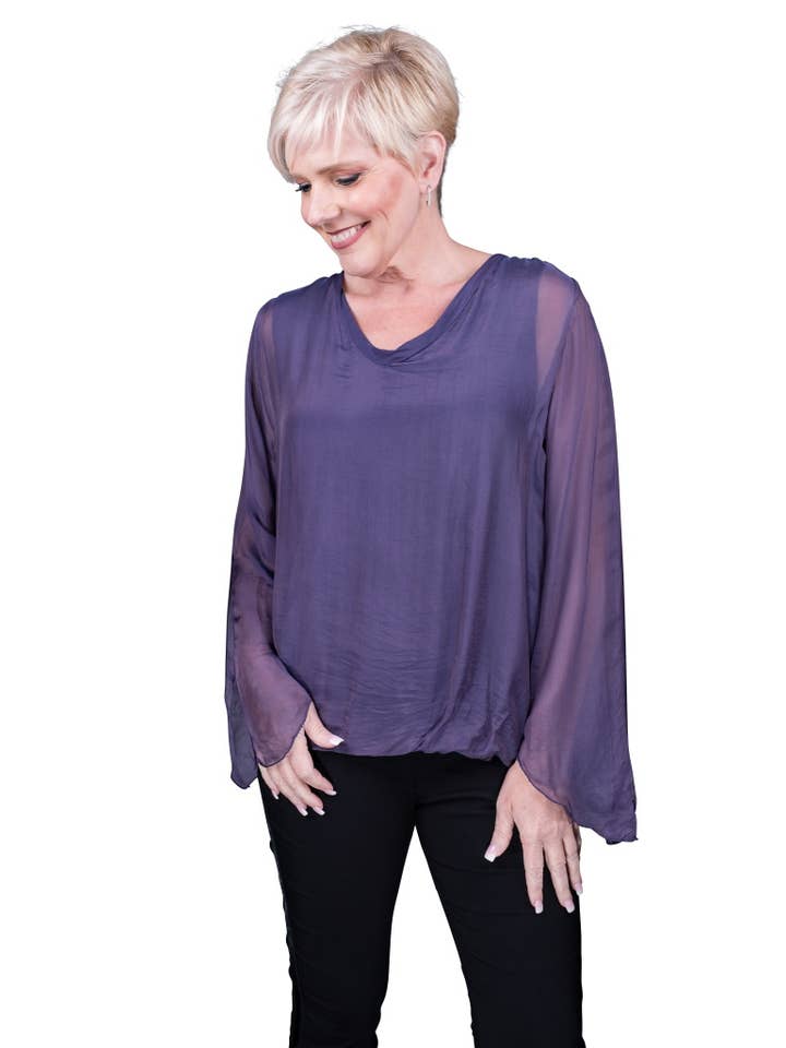 TINA Stephens Italy/Tees By Tina - Wholesale Blouse - Women's - Tiffany Silk Butterfly Bottom Open Wrist (BLS218)17