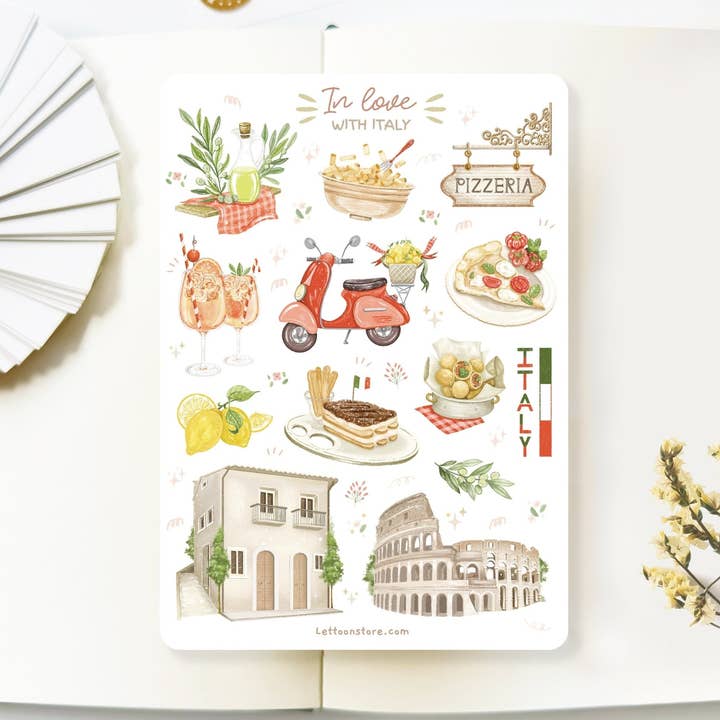 Sticker Sheet - In Love With Italy for wholesale by Lettoon