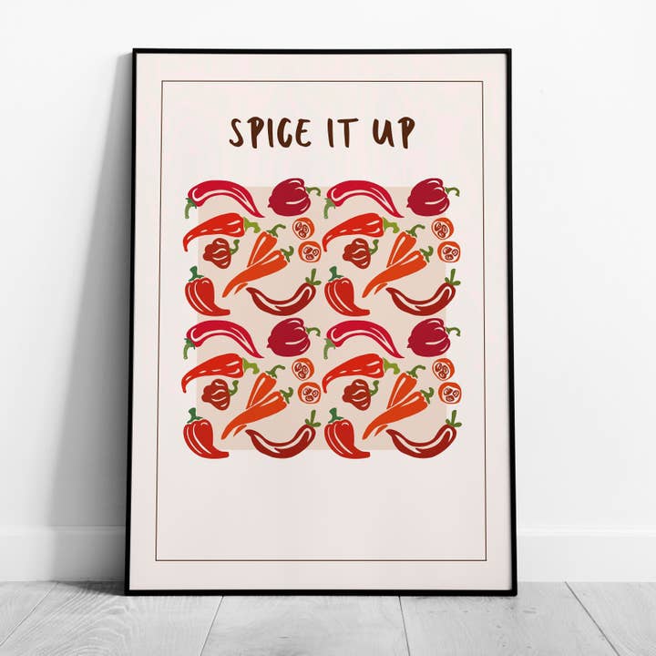 Comida de Pimientos Picantes Rojos Spice It Up - Póster Enrollable Impresión de Arte de Pared para venta al por mayor de House Prints