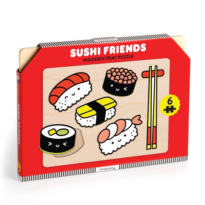 Chronicle Books - Wholesale Puzzle - Kids - Sushi Friends Wooden Tray Puzzle