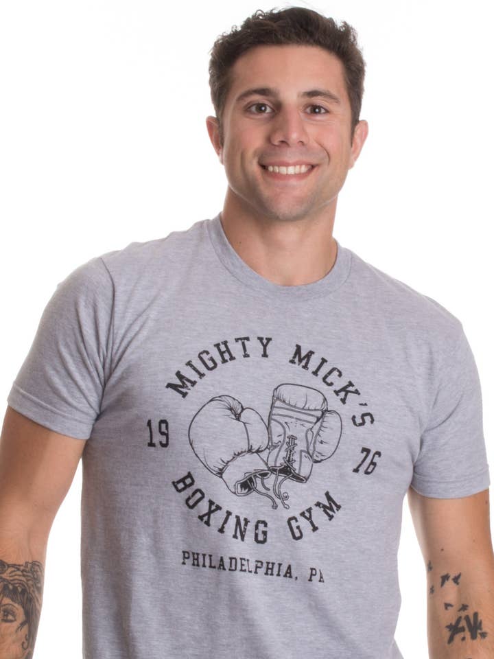 Mighty Mick's Boxing Gym 1976 | Philadelphia Boxer Gloves Vintage T-shirt for wholesale by Ann Arbor Tees