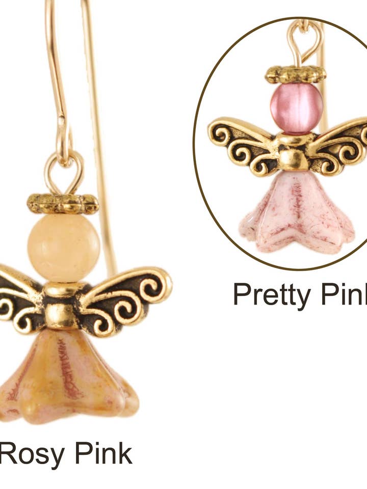 Pink Angels of Peace Earrings - 14 Kt Goldfilled for wholesale by Ardent Designs
