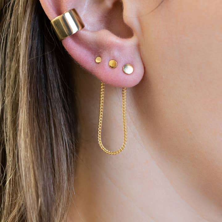 Veste d'oreille chaîne Franco (or, or rose, argent, bronze à canon) pour la vente par The Curated Lobe