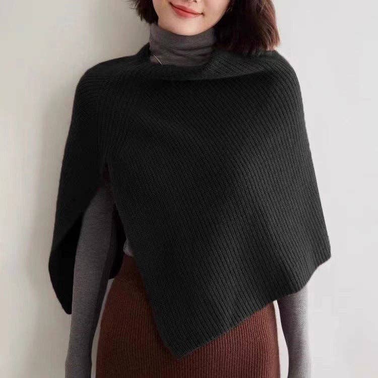 Dipped Shop - Vente Écharpe – femme - Écharpe châle tricotée de couleur unie fendue sur le côté DPS16110