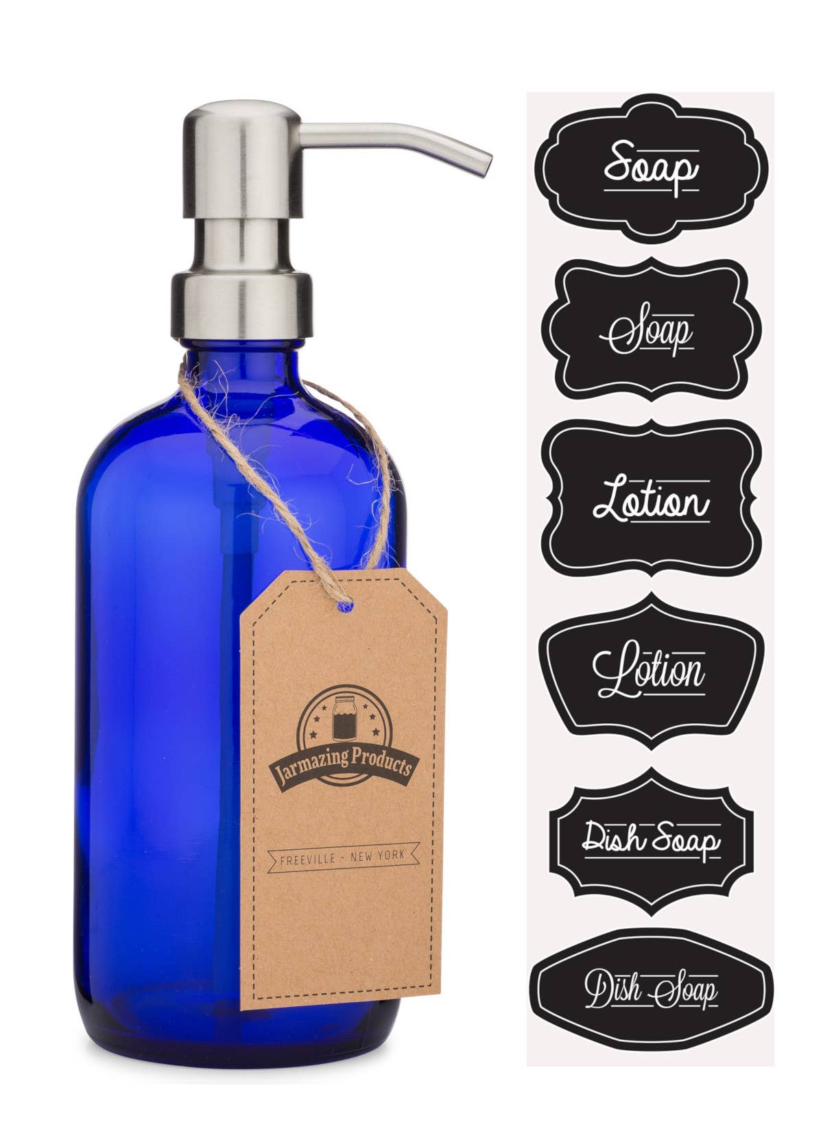 Jarmazing Products - Wholesale Soap Dispenser - Cobalt Glass 16oz Bottle Soap and Lotion Dispenser3
