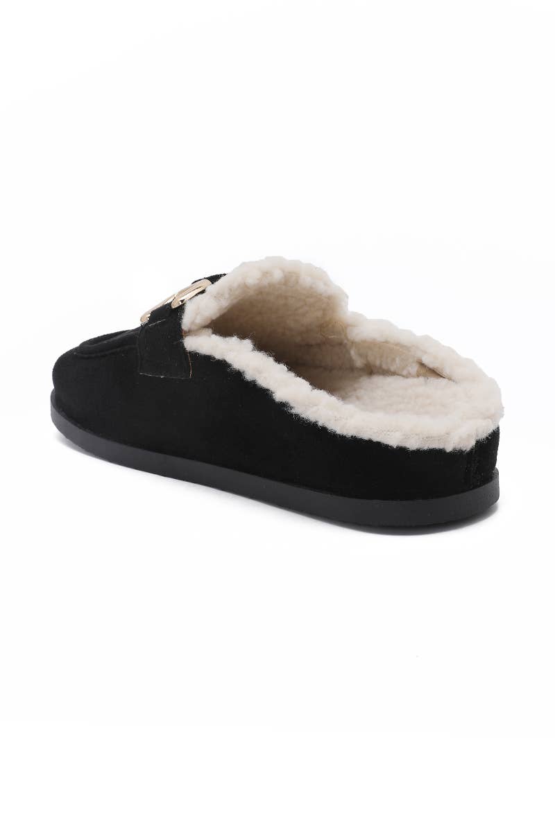 Joia Paris - Vente Chaussons – unisexe - Mules fourrées avec boucle métal H8-976C3