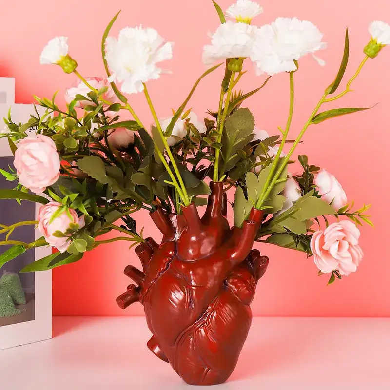 Magnifique Hearts - Wholesale Vase - Heart-Shaped Resin Flower Vases, Stunning Decorative 6.5X4.55