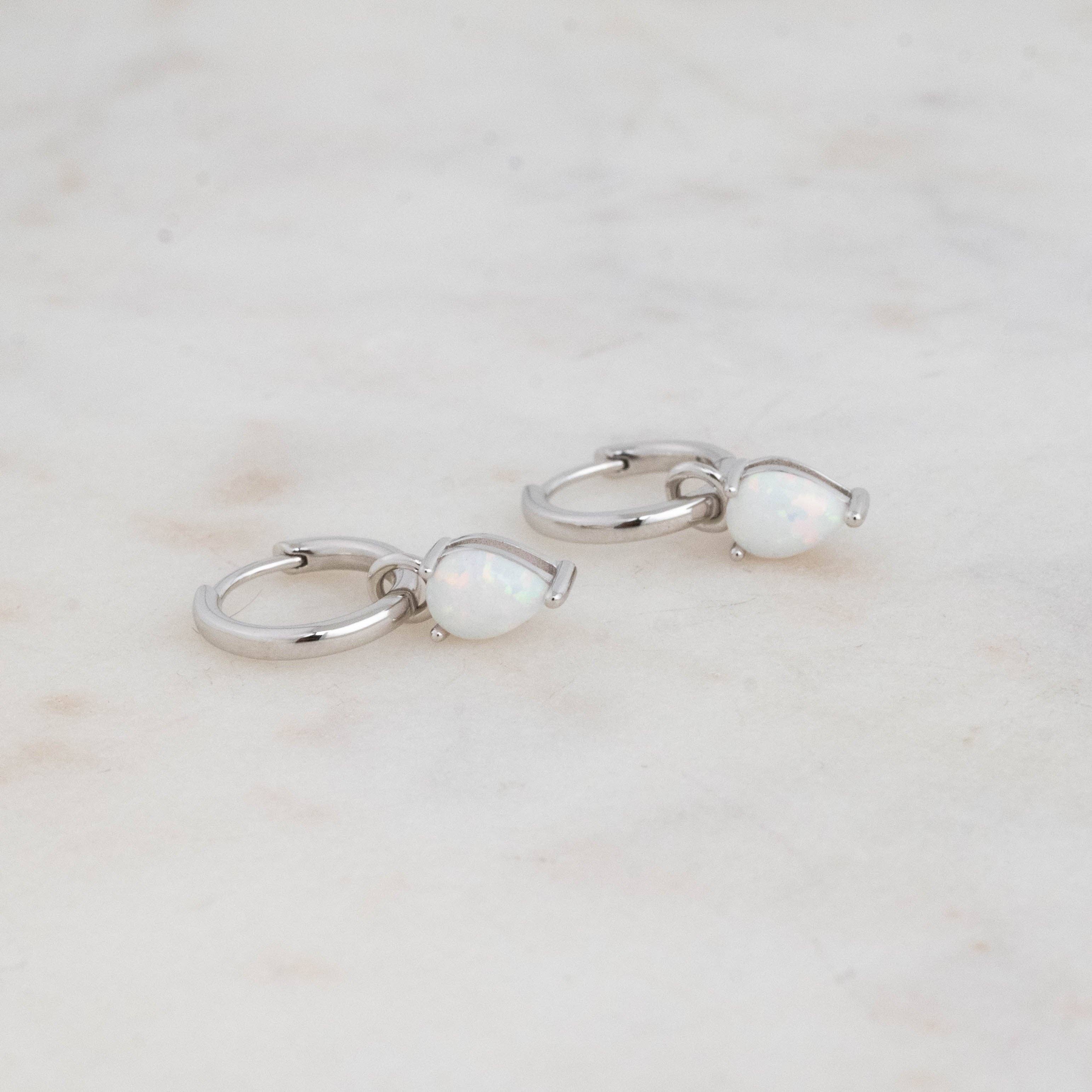 Sami Jewels - Wholesale Huggie Earrings - Opal Tear Drop Charm Huggies7
