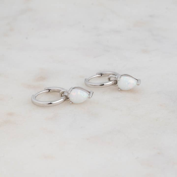 Sami Jewels - Wholesale Huggie Earrings - Opal Tear Drop Charm Huggies7