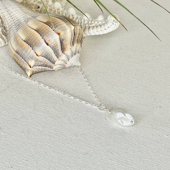 Freshwater Pearl Necklace for wholesale by Jackie Gallagher Designs - Handmade Coastal Jewelry