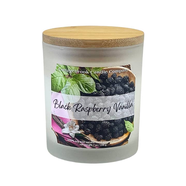 Sort Hindbær Vanilje Sojalys | 100% Sojavoks, Håndstøbt, Miljøvenlig for engroshandel hos Cottagebrook Candle Company