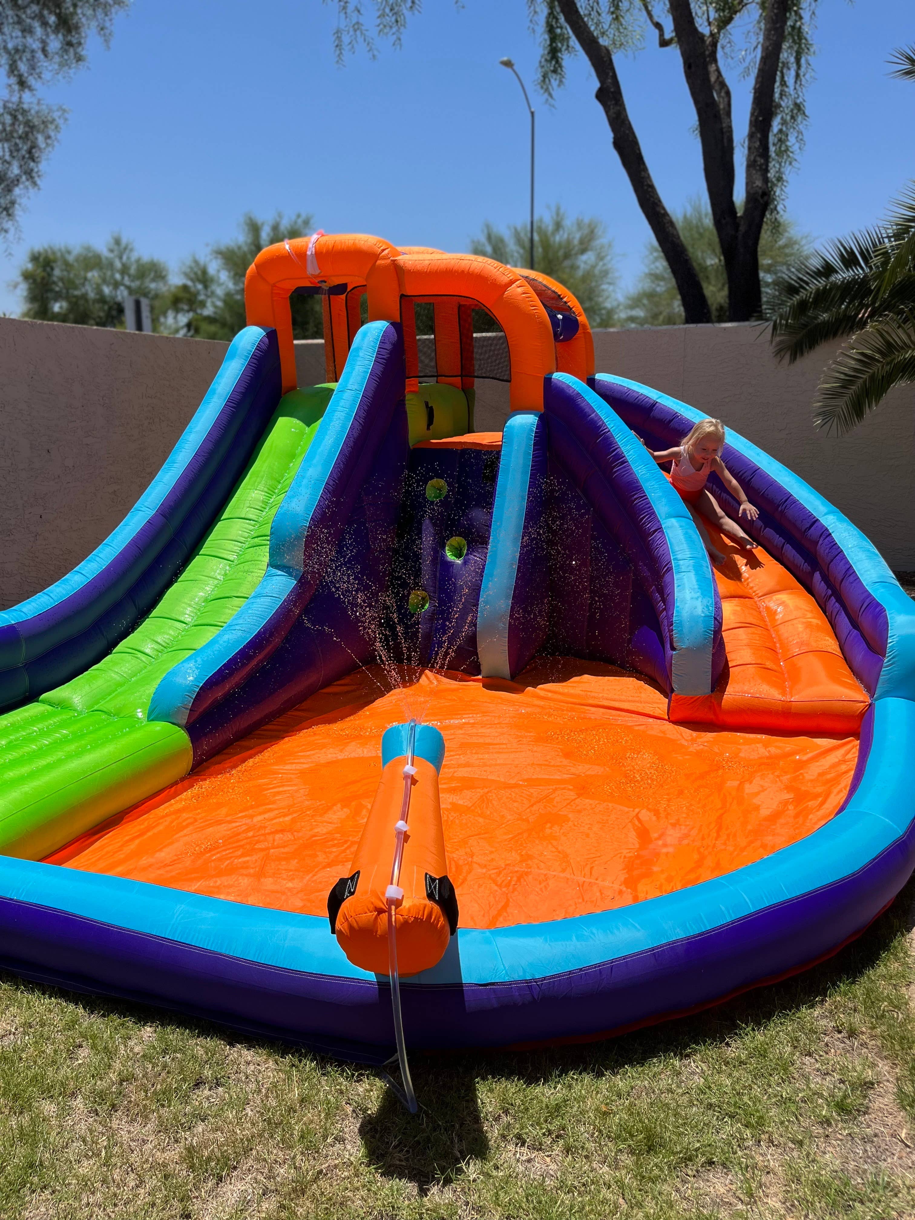 Salus Brands - Wholesale Inflatables - Double Slide Water Park with Climbing Wall & Water Cannon3