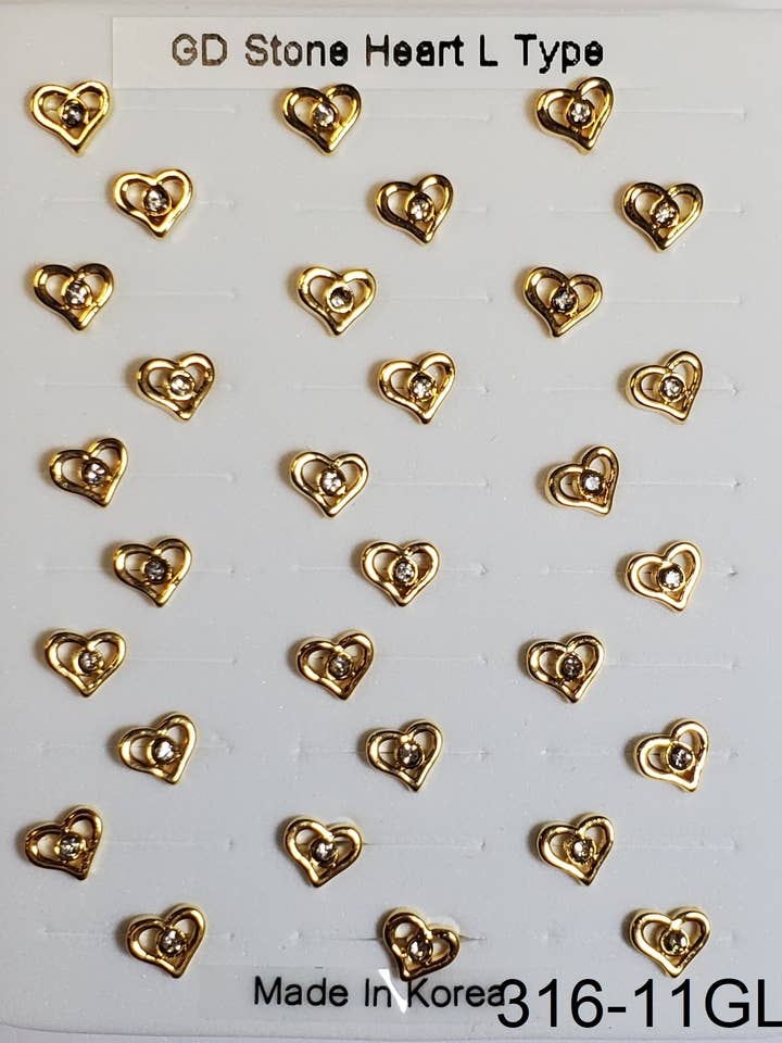 Anello da naso a forma di L con cuore in pietra dorata per la vendita all'ingrosso da parte di etreM