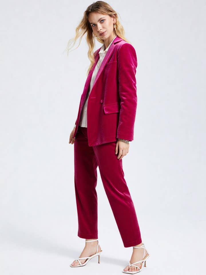 VERY J - Wholesale Pants - Women's - NP70304-High Waist Velvet Holiday Party Straight Pants