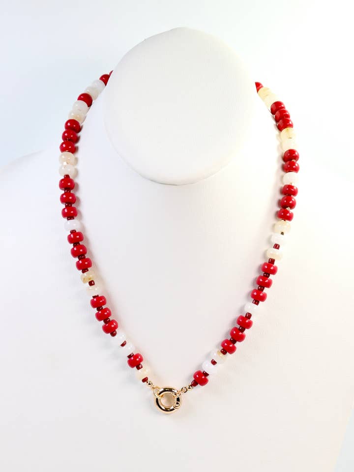 McLane Stone Necklace with Toggle Crimson White for wholesale by Caroline Hill