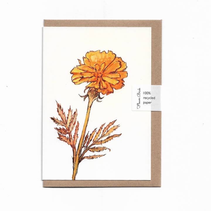 Biglietto di auguri A6 "Calendula" 100% riciclato per la vendita all'ingrosso da parte di Flower Brick