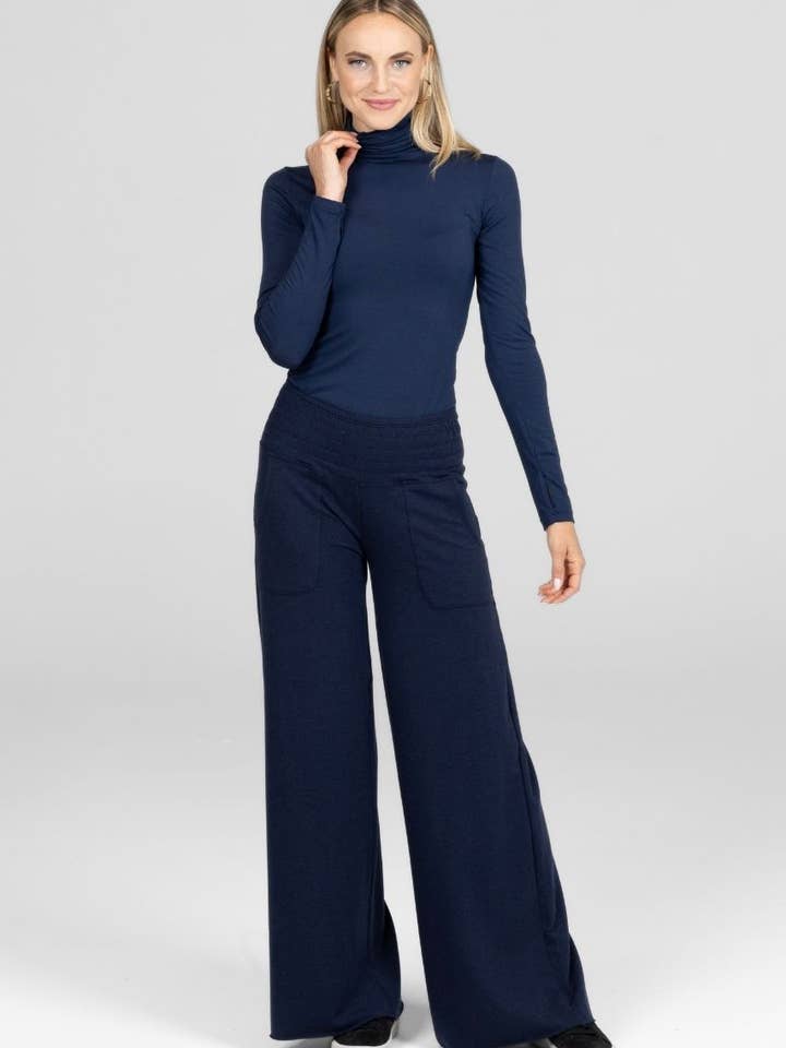 KiraGrace - Wholesale Pants - Women's - KIRAGRACE COZY BOHO YOGA PANT: NAVY1