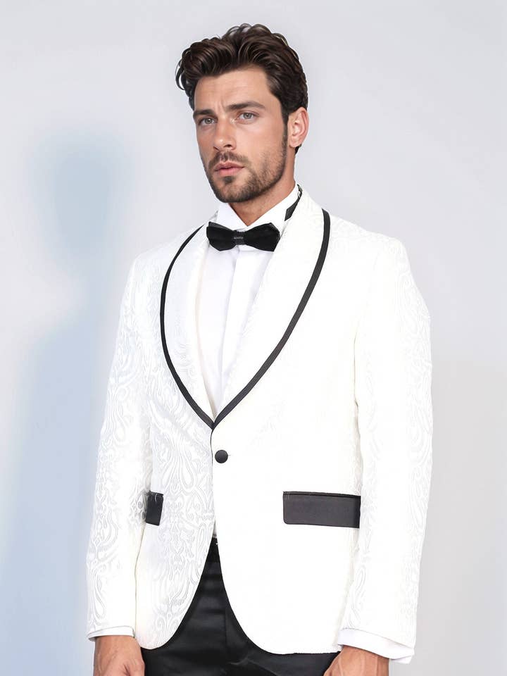 Damastpatroon Sjaalkraag Wit Smoking - Wessi voor wholesale door Wessi