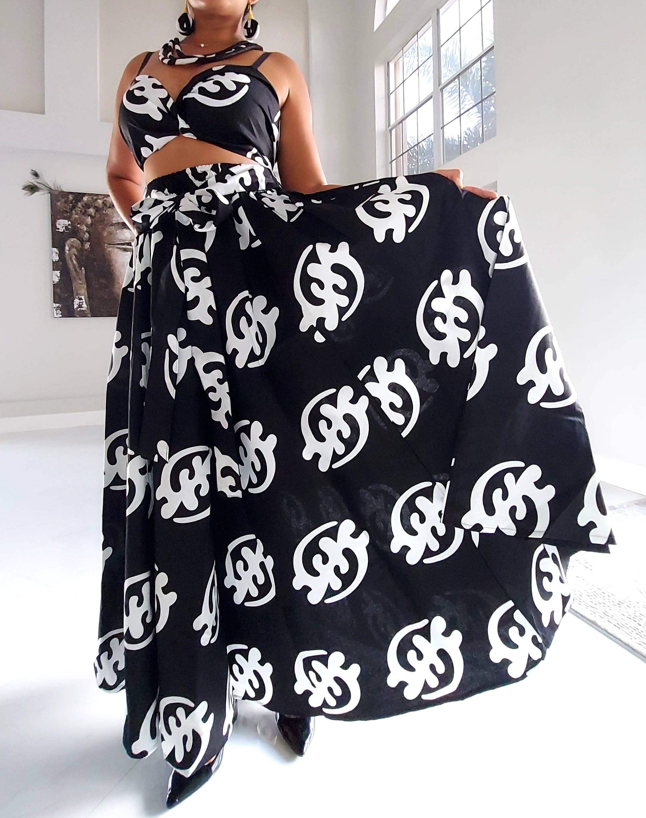 India Batik - Wholesale Rok - Dames - 7001- Lange wijd uitlopende maxirok - zwarte gynamee2