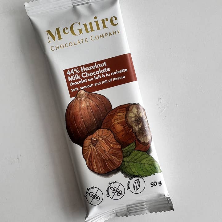Chocolat au lait aux noisettes pour la vente par McGuire Chocolate Company