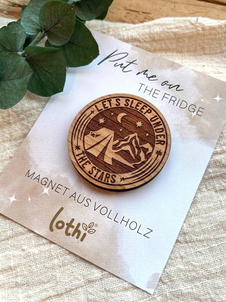 Magnete in legno | Magneti da frigorifero | Magneti in legno | Legno massiccio | Escursionismo | Montagne | Avventura | Idea regalo per la vendita all'ingrosso da parte di Lothi