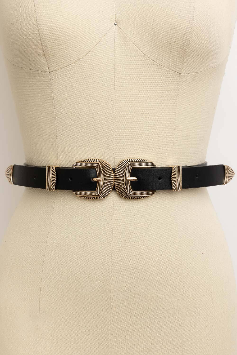 Leto Accessories - Wholesale Riem - Dames - Bestseller! - Riem van imitatieleer met dubbele gesp in westerse stijl0