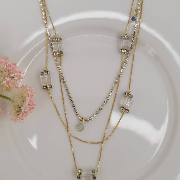 THREE LAYERED CHAIN TURNISH FREE NECKLACE. for wholesale by BETTYOH INC